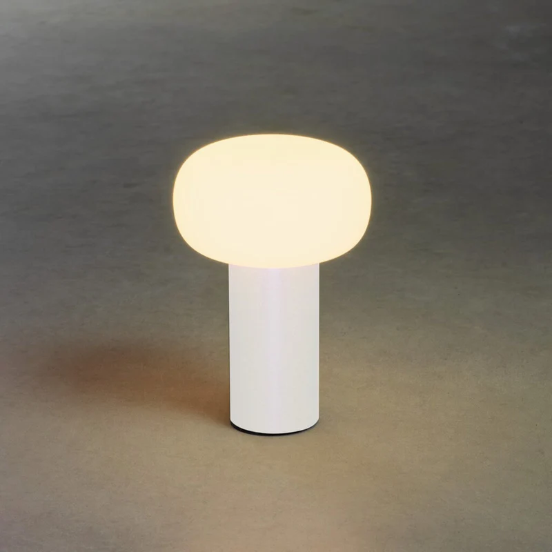 B-Ware Antibes LED Tischleuchte Terrassenleuchte Akku RGBW Glas Aluminium weiß IP54