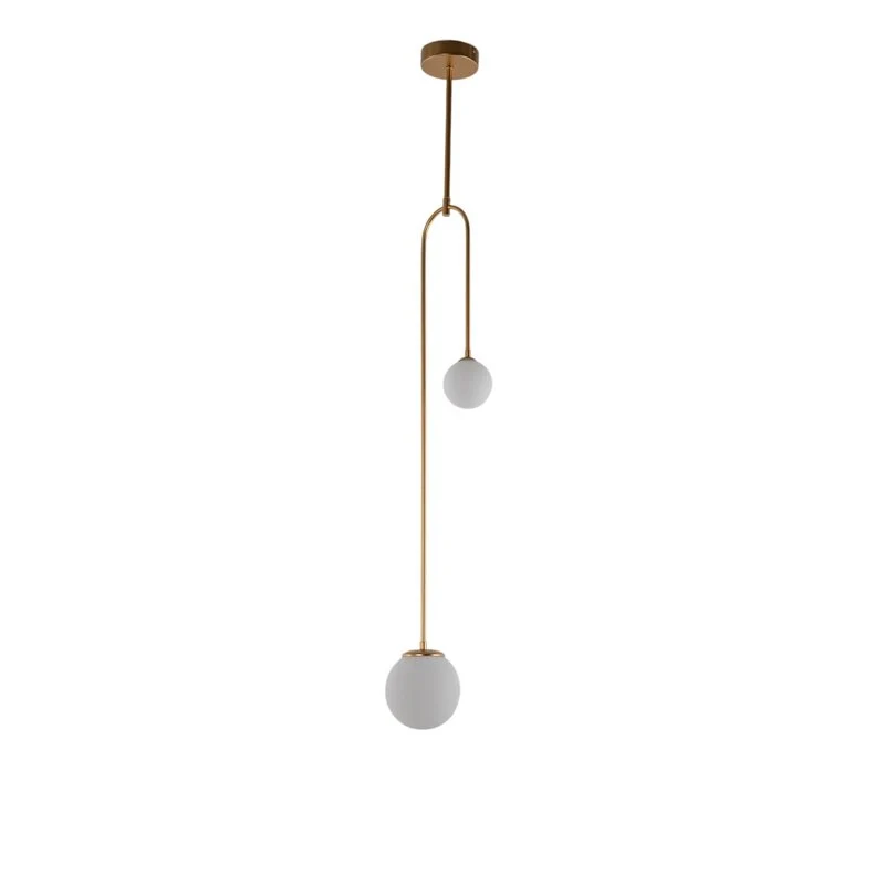 B-Ware Hängeleuchte AV-1897-2BSA 2 Glaskugeln gold Hängelampe Pendelleuchte Lampe 907