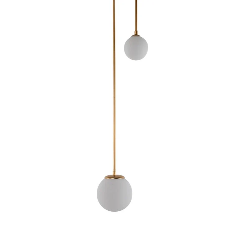 B-Ware Hängeleuchte AV-1897-2BSA 2 Glaskugeln gold Hängelampe Pendelleuchte Lampe 907
