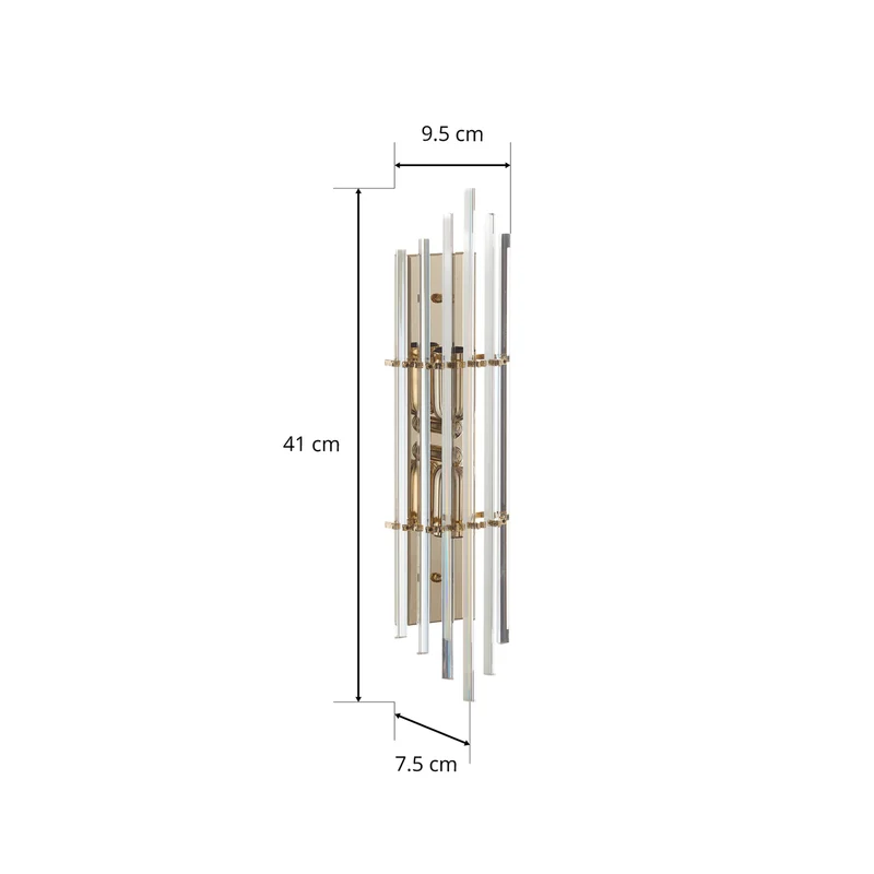 B-Ware Austrolux Wandleuchte Lampe Ontario gold transparent Glas 41 cm 24K vergoldet