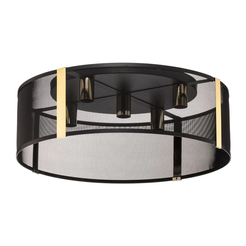 B-Ware Luminex Deckenlampe Leuchte Lavinia gold schwarz Streifen fünfflammig E27