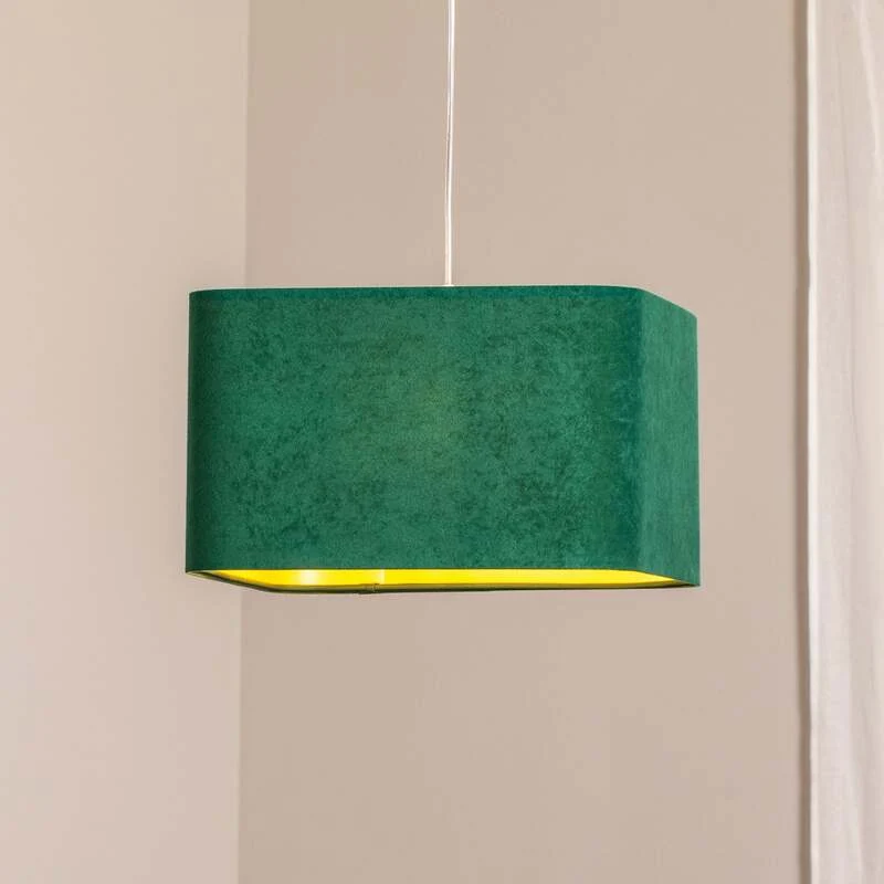 B-Ware Hängeleuchte Kwadro LED Pendelleuchte dimmbar grün gold 40x40cm Velourstoff