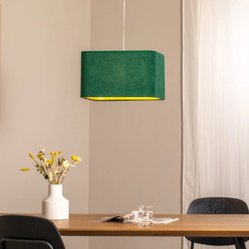 B-Ware Hängeleuchte Kwadro LED Pendelleuchte dimmbar grün gold 40x40cm Velourstoff
