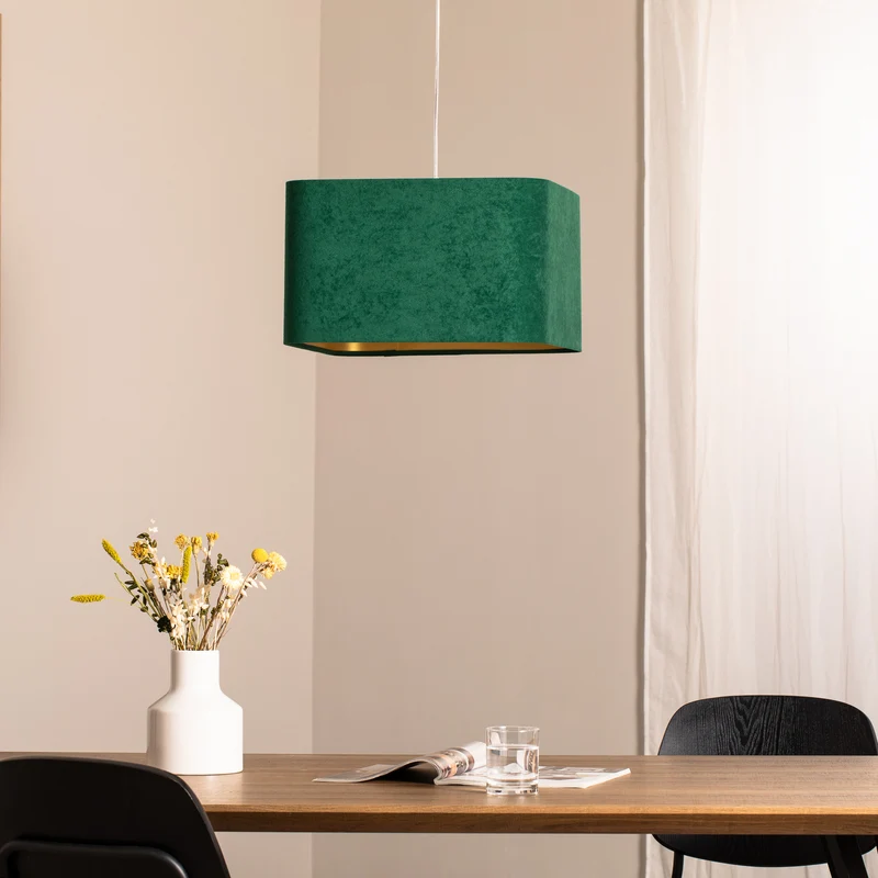 B-Ware Hängeleuchte Kwadro LED Pendelleuchte dimmbar grün gold 40x40cm Velourstoff