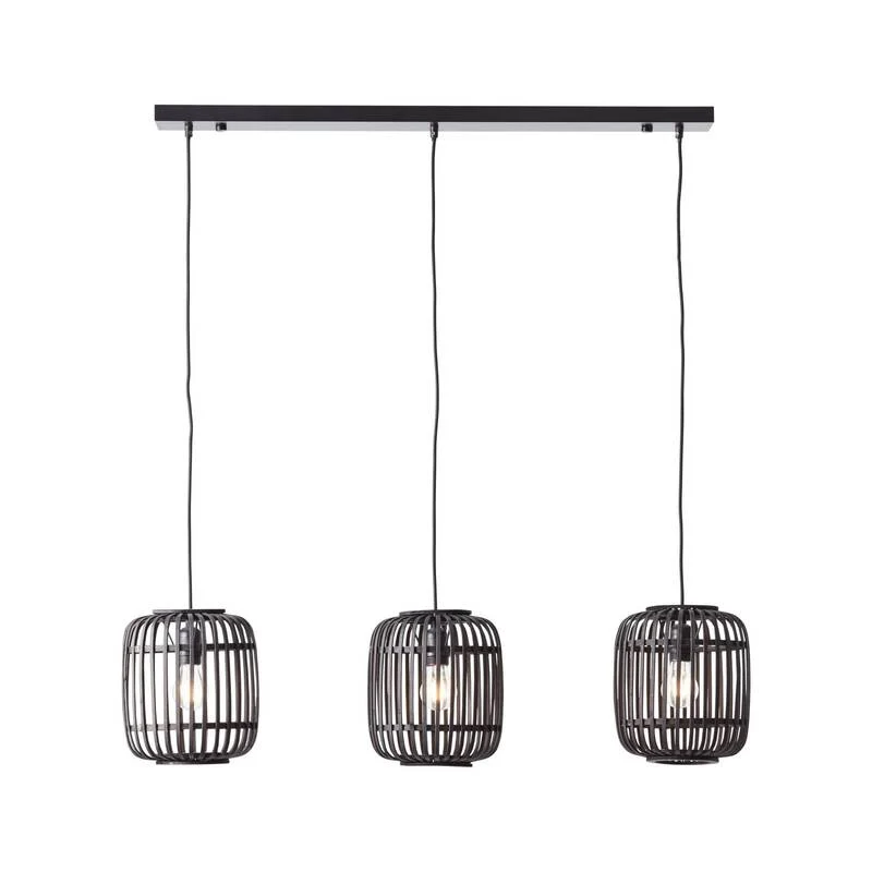 B-Ware Brilliant Pendelleuchte Hängeleuchte Woodrow LED Lampe dimmbar schwarz 3-flammig