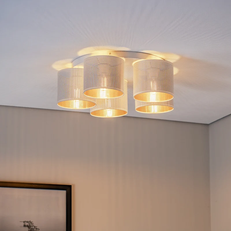 B-Ware Luminex Deckenleuchte Jovin LED 5-flammig dimmbar gold weiß Ø58cm IP20 18cm