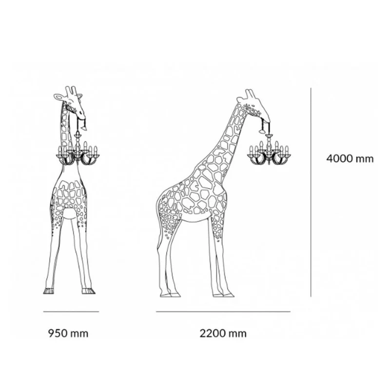 Giraffe in Love Stehleuchte 400cm Lebensgroß