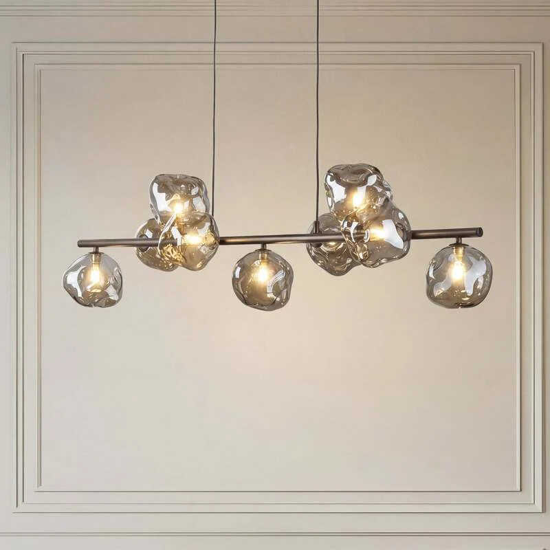 B-Ware TK-Lighting Hängeleuchte Lava 9-flammig LED Pendelleuchte dimmbar braun 116x33cm