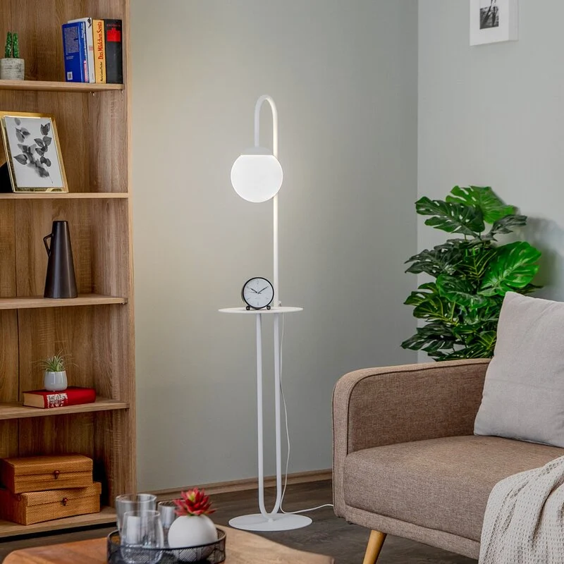 B-Ware Stehleuchte Bari weiß Metall Glas Stehlampe Lampe Leuchte Spot Licht Leselampe