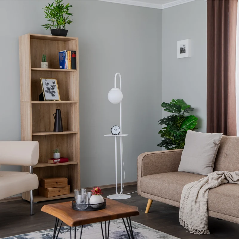 B-Ware Stehleuchte Bari weiß Metall Glas Stehlampe Lampe Leuchte Spot Licht Leselampe