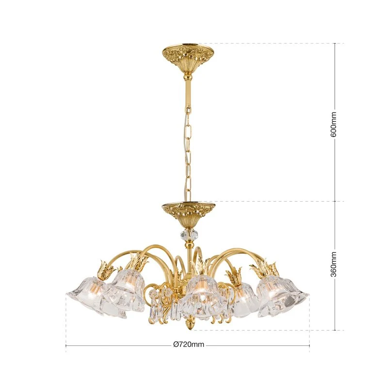B-Ware ORION Deckenleuchte Leuchte Kaisa 24 Karat vergoldet 8-flammig Gold Deckenlampe