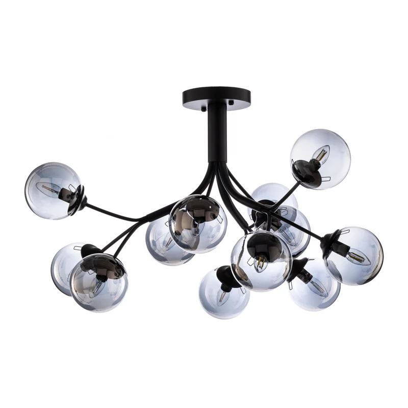 B-Ware Avonni Deckenleuchte AV-4286-12-BSY mit Rauchglaskugeln Deckenlampe Lampe Spot