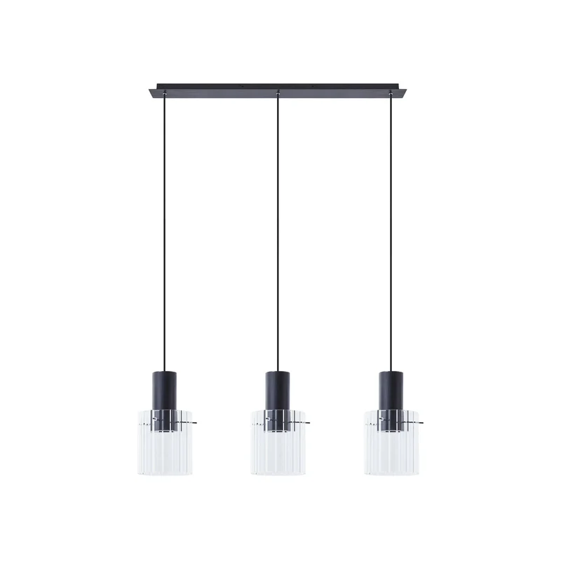 B-Ware Lucande Hängeleuchte Pendelleuchte Eirian Glas 3-flammig schwarz 90 cm Lampe