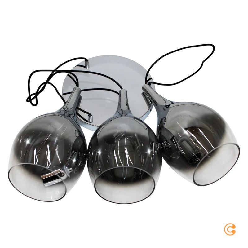 B-Ware Paul Neuhaus Hängeleuchte Pilua Glaslampe Chrom rauchgrau 3-flammig LED E27