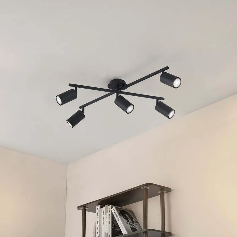 B-Ware Lindby Deckenleuchte Joffrey LED Lampe 5-flammig dimmbar schwarz 78x57,5cm