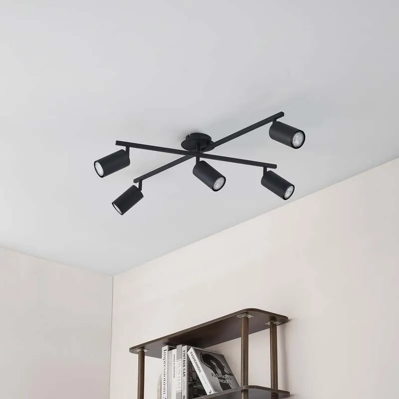 B-Ware Lindby Deckenleuchte Joffrey LED Lampe 5-flammig dimmbar schwarz 78x57,5cm