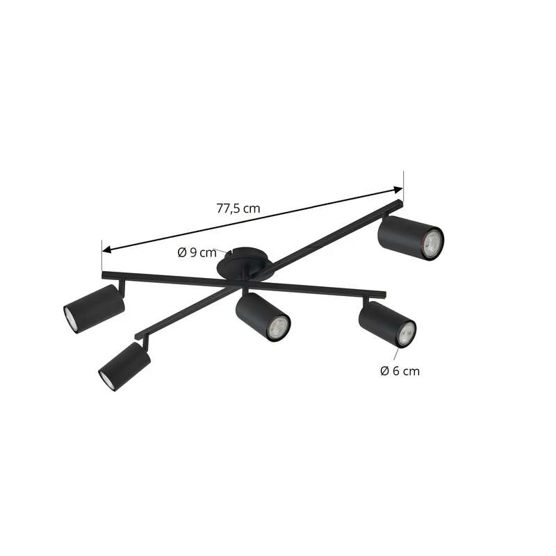 B-Ware Lindby Deckenleuchte Joffrey LED Lampe 5-flammig dimmbar schwarz 78x57,5cm