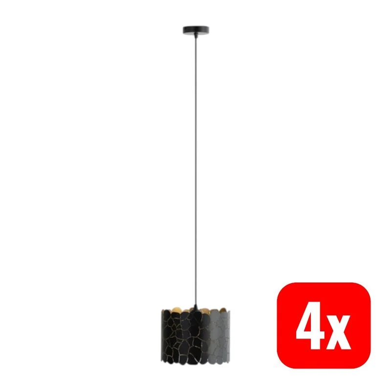 4x B-Ware Lindby Pendelleuchte Hängeleuchte Aralena LED Lampe dimmbar schwarz gold Ø26cm