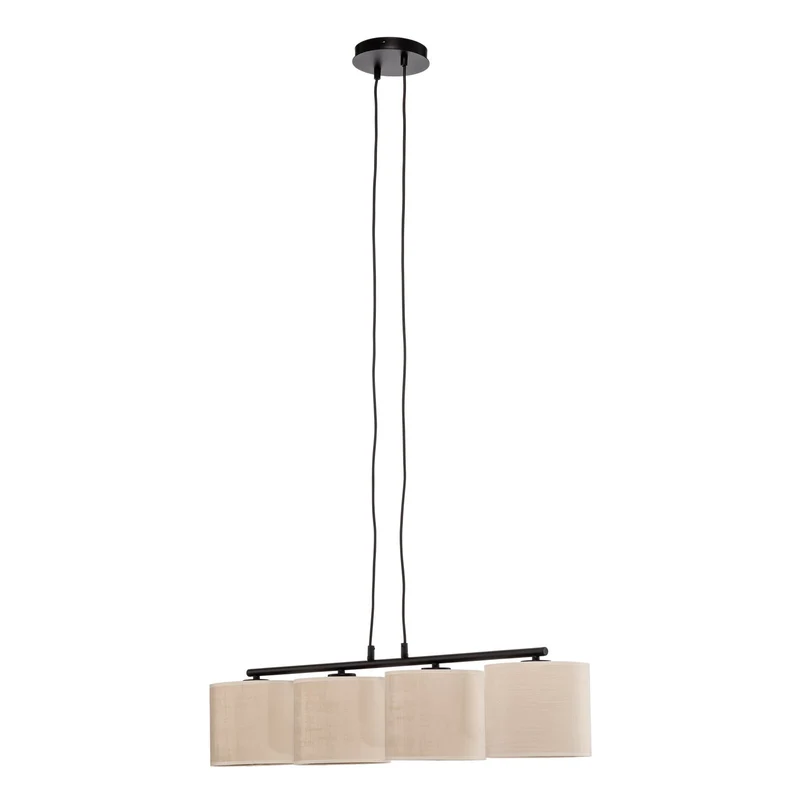 B-Ware EMIBIG LIGHTING Hängelampe Pendelleuchte Jari Stoffschirm 4fl lang weiß gold