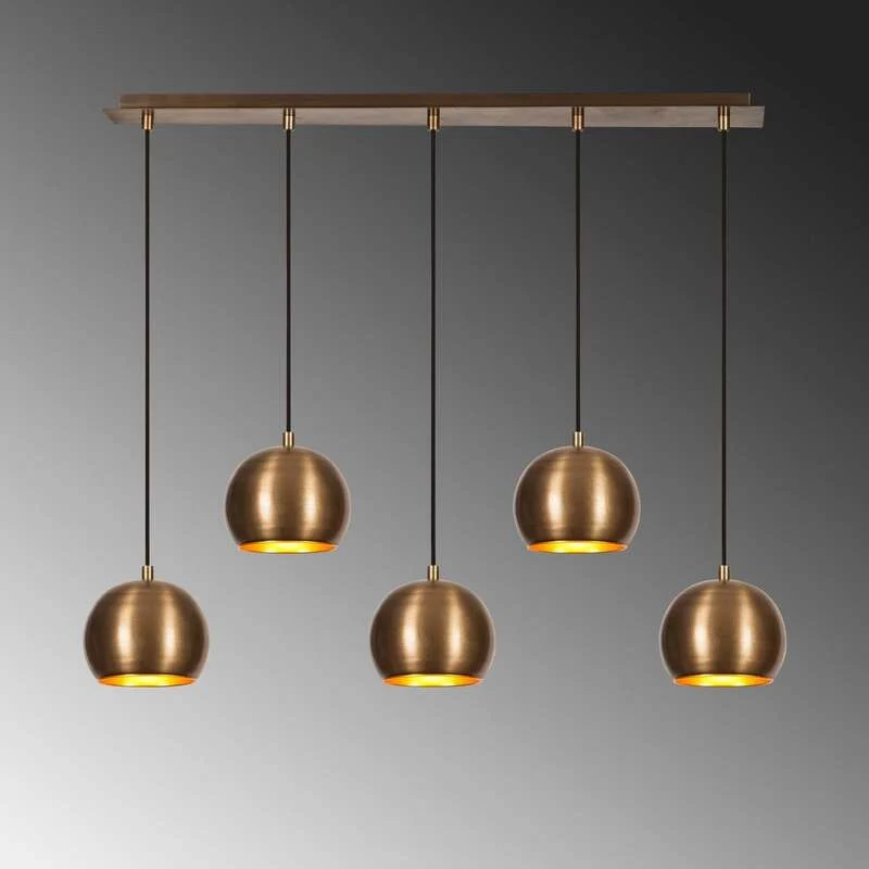 B-Ware Hängeleuchte Sivani MR-1000 gold antik Eisen 5-flammig Deckenlampe Lampe Leuchte