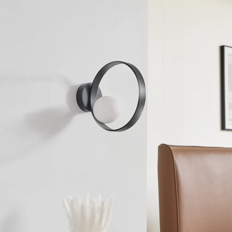 B-Ware Lucande Wandleuchte Luneo LED Lampe Wandlampe schwarz opal 30cm 360 Lumen