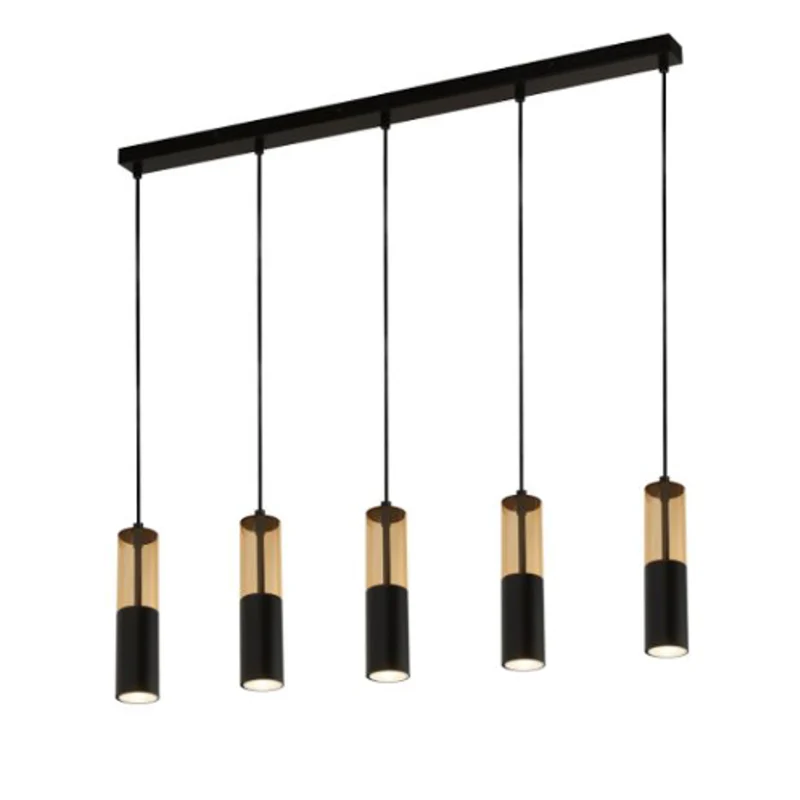 B-Ware Searchlight Merrygold Pendelleuchte Hängeleuchte GU10 schwarz amber Metall 5flg