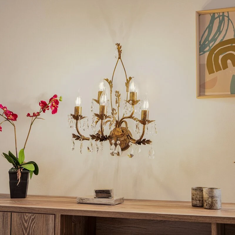 B-Ware ONLI Kristall-Wandleuchte Teresa bronze fünfflammig Wandlampe Lampe Leuchte Spot