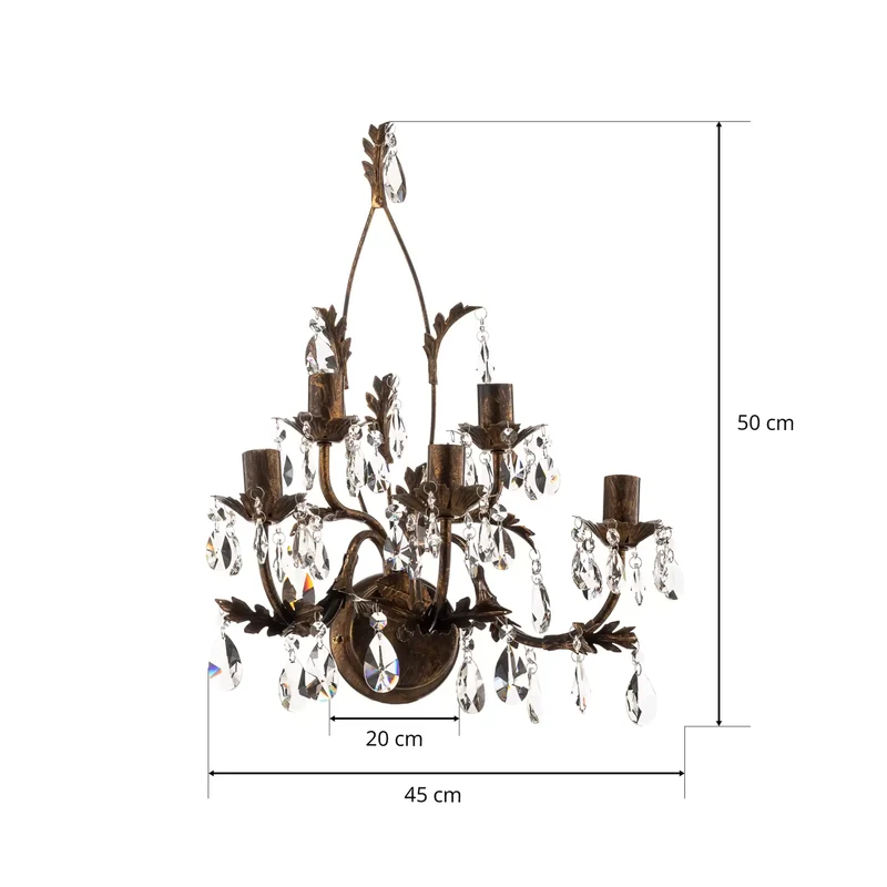 B-Ware ONLI Kristall-Wandleuchte Teresa bronze fünfflammig Wandlampe Lampe Leuchte Spot
