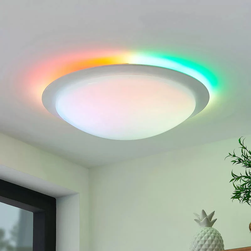 B-Ware Lindby Deckenleuchte Lampe LED dimmbar Fernbedienung weiß Aurela Eisen PMMA