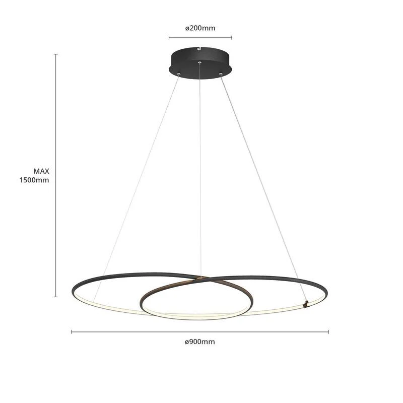 B-Ware Lindby Lucy LED-Hängeleuchte Hängeleuchte Deckenlampe Lampe 37W Ø 90cm schwarz