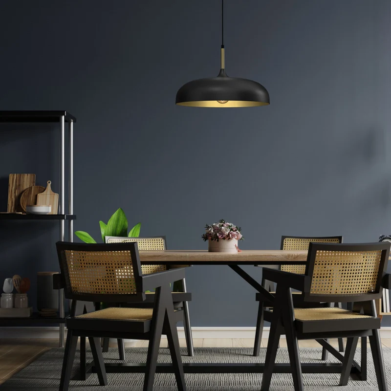 B-Ware Euluna Pendelleuchte Pendellampe Lampe Leuchte Deckenlampe Lincoln, schwarz/gold