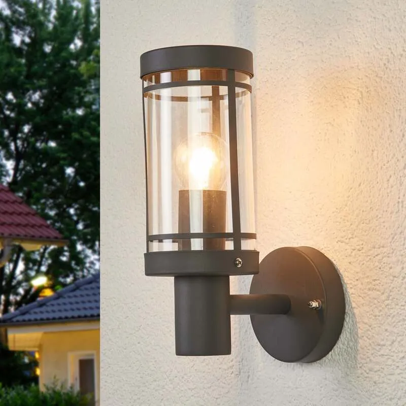 B-Ware Lindby Außenwandleuchte Djori LED Gartenlampe Edelstahl anthrazit 28,5cm IP44
