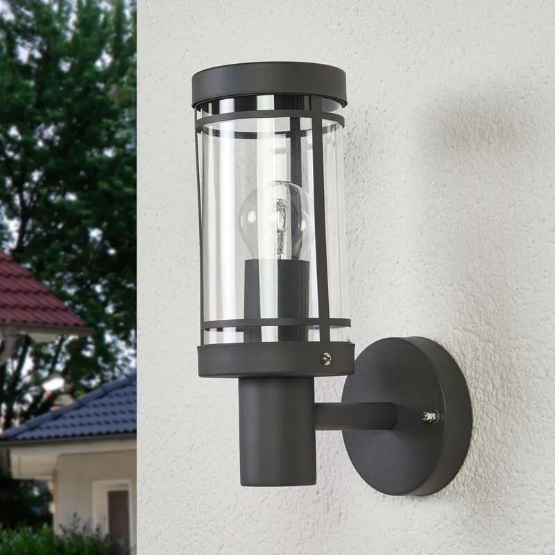 B-Ware Lindby Außenwandleuchte Djori LED Gartenlampe Edelstahl anthrazit 28,5cm IP44