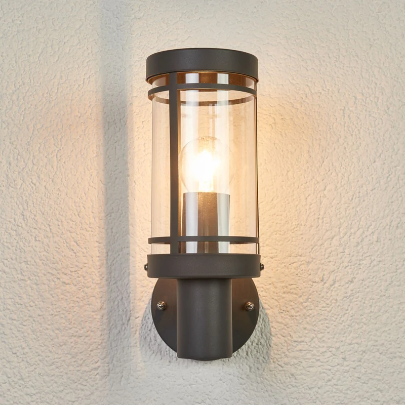 B-Ware Lindby Außenwandleuchte Djori LED Gartenlampe Edelstahl anthrazit 28,5cm IP44