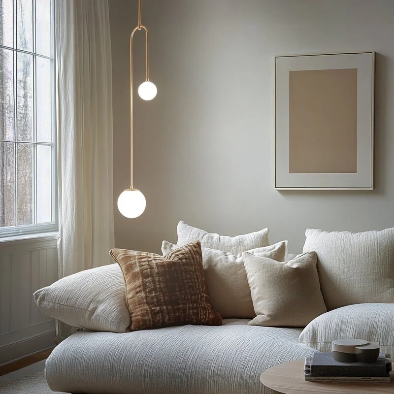 B-Ware Hängeleuchte AV-1897-2BSA 2 Glaskugeln gold Hängelampe Pendelleuchte Lampe 763