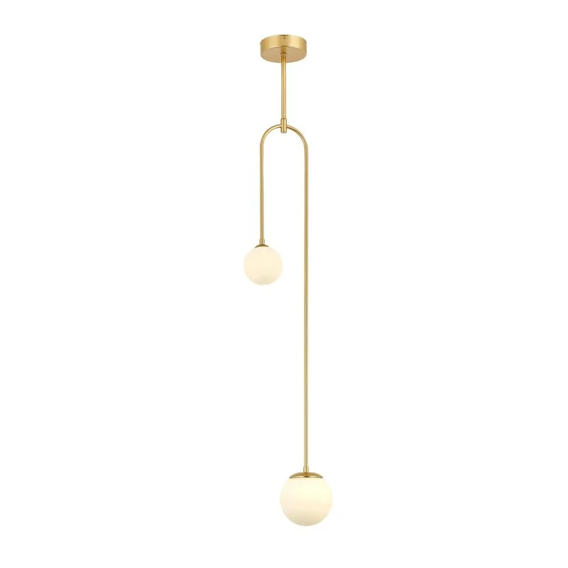 B-Ware Hängeleuchte AV-1897-2BSA 2 Glaskugeln gold Hängelampe Pendelleuchte Lampe 763
