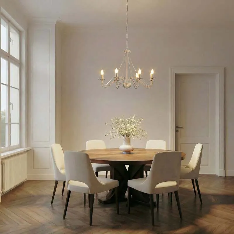 B-Ware Kronleuchter Malbo Hängelampe Licht 8-flammig LED dimmbar weißgold Metall Ø77cm