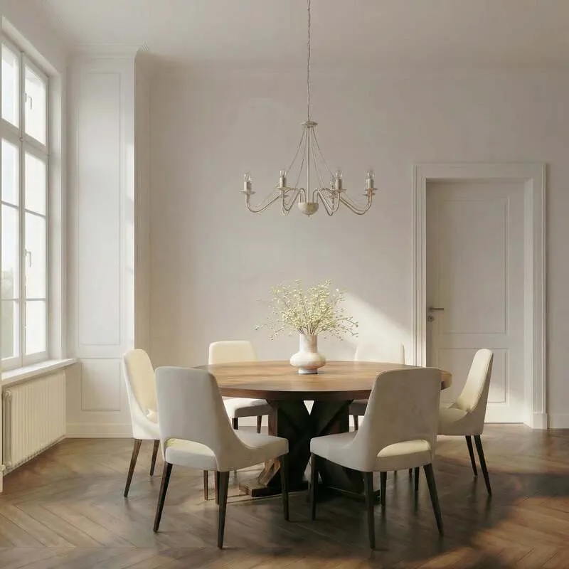B-Ware Kronleuchter Malbo Hängelampe Licht 8-flammig LED dimmbar weißgold Metall Ø77cm