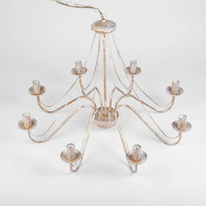 B-Ware Kronleuchter Malbo Hängelampe Licht 8-flammig LED dimmbar weißgold Metall Ø77cm
