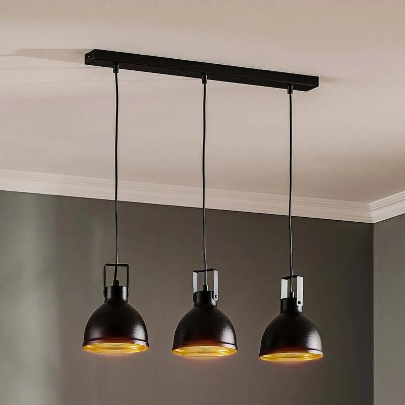 B-Ware Euluna Hängeleuchte Trial LED Pendelleuchte dimmbar schwarz gold 3-flammig 60cm