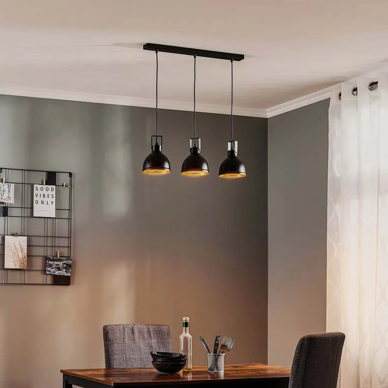 B-Ware Euluna Hängeleuchte Trial LED Pendelleuchte dimmbar schwarz gold 3-flammig 60cm