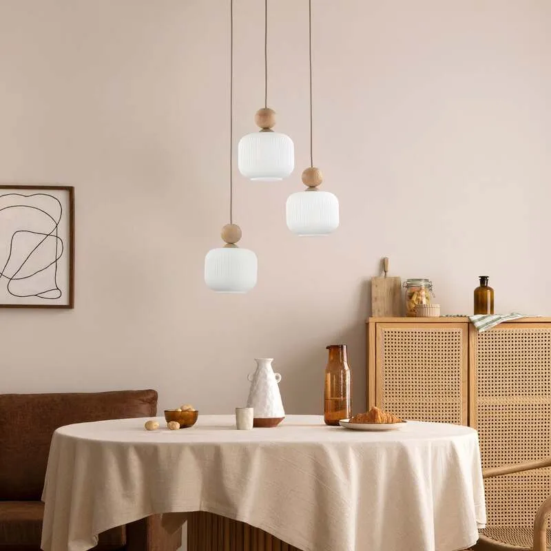 B-Ware TK Lighting Pendelleuchte Ballo 3-flammig LED Hängelampe dimmbar weiß Ø35cm
