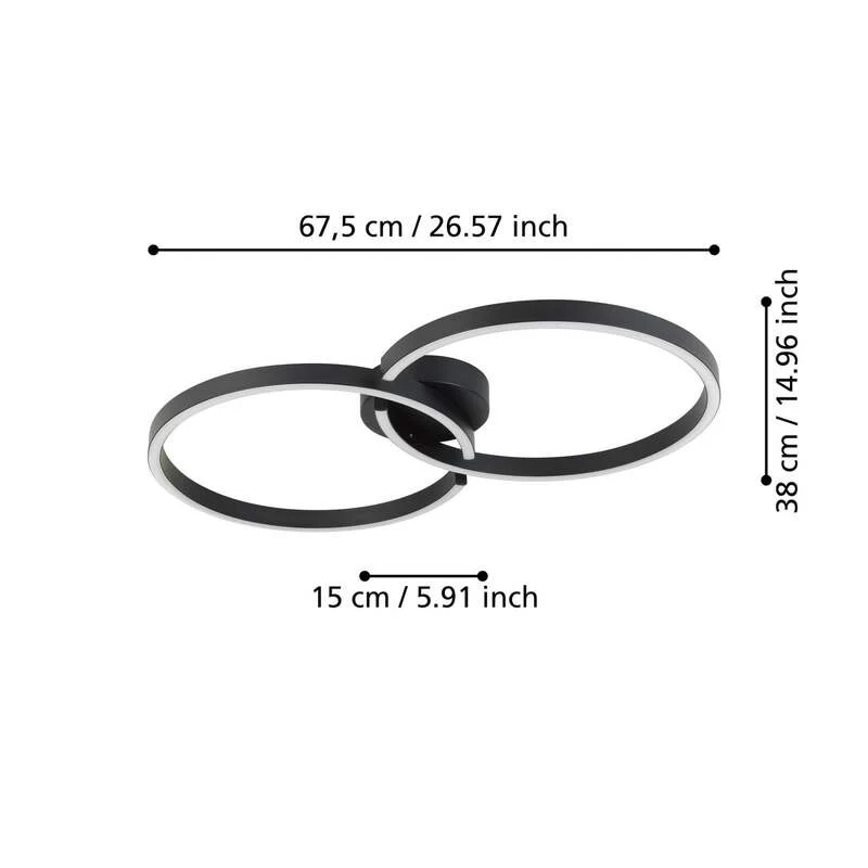 B-Ware Eglo Deckenlampe Armandolo LED Lampe dimmbar RGB CCT schwarz 67,5cm 2400Lumen