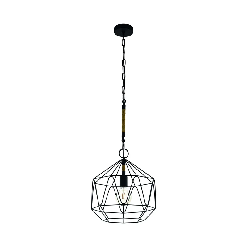 B-Ware Eglo Hängeleuchte Pendelleuchte Cottingham dimmbar schwarz braun Stahl Hanf 37cm