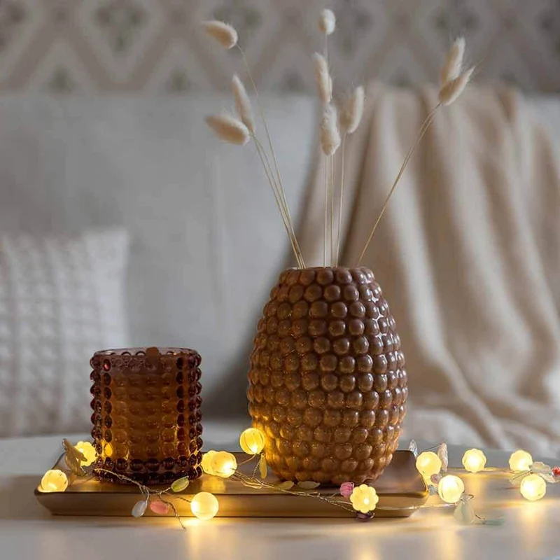 LED Lichterkette mit Dekoblättern 6h Timer batteriebetrieben