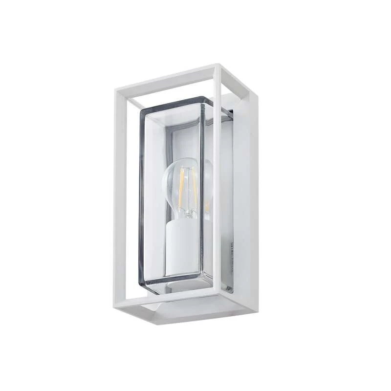 B-Ware Arcchio Außenwandleuchte Ismera weiß IP65 Glas E27 dimmbar 25,5 cm