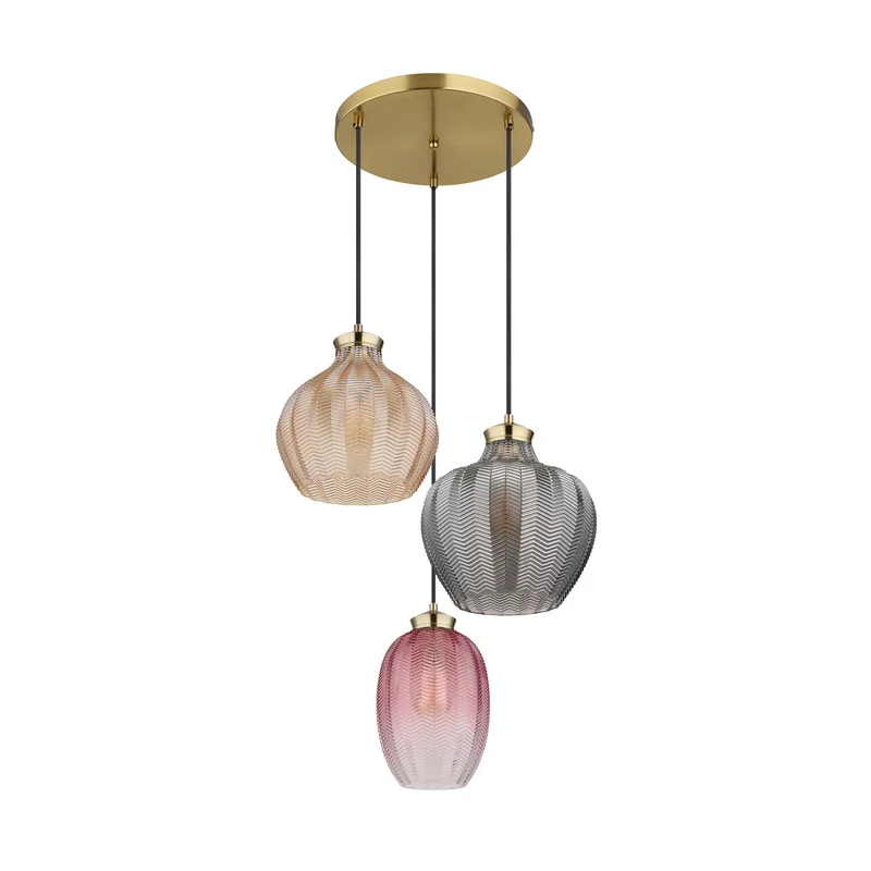 B-Ware Hängelampe Jessica Ø 45 cm bunt 3-flg Glas Globo dimmbar E27