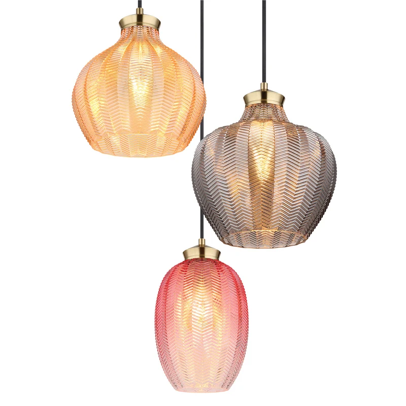 B-Ware Hängelampe Jessica Ø 45 cm bunt 3-flg Glas Globo dimmbar E27