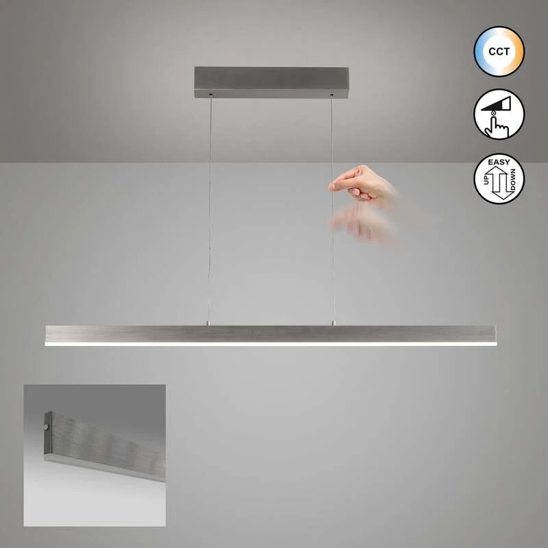 B-Ware FISCHER & HONSEL Hängelampe Silvano LED Pendelleuchte dimmbar nickel 115cm CCT