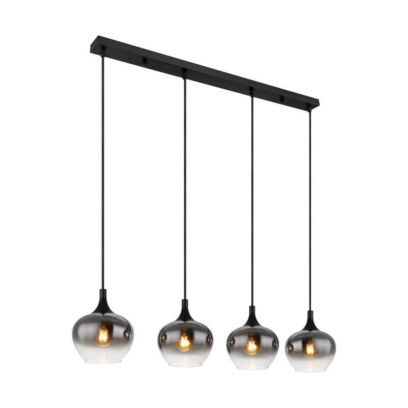B-Ware Hängelampe Maxy 100 cm rauchgrau 4-flg E27 dimmbar Globo Glas